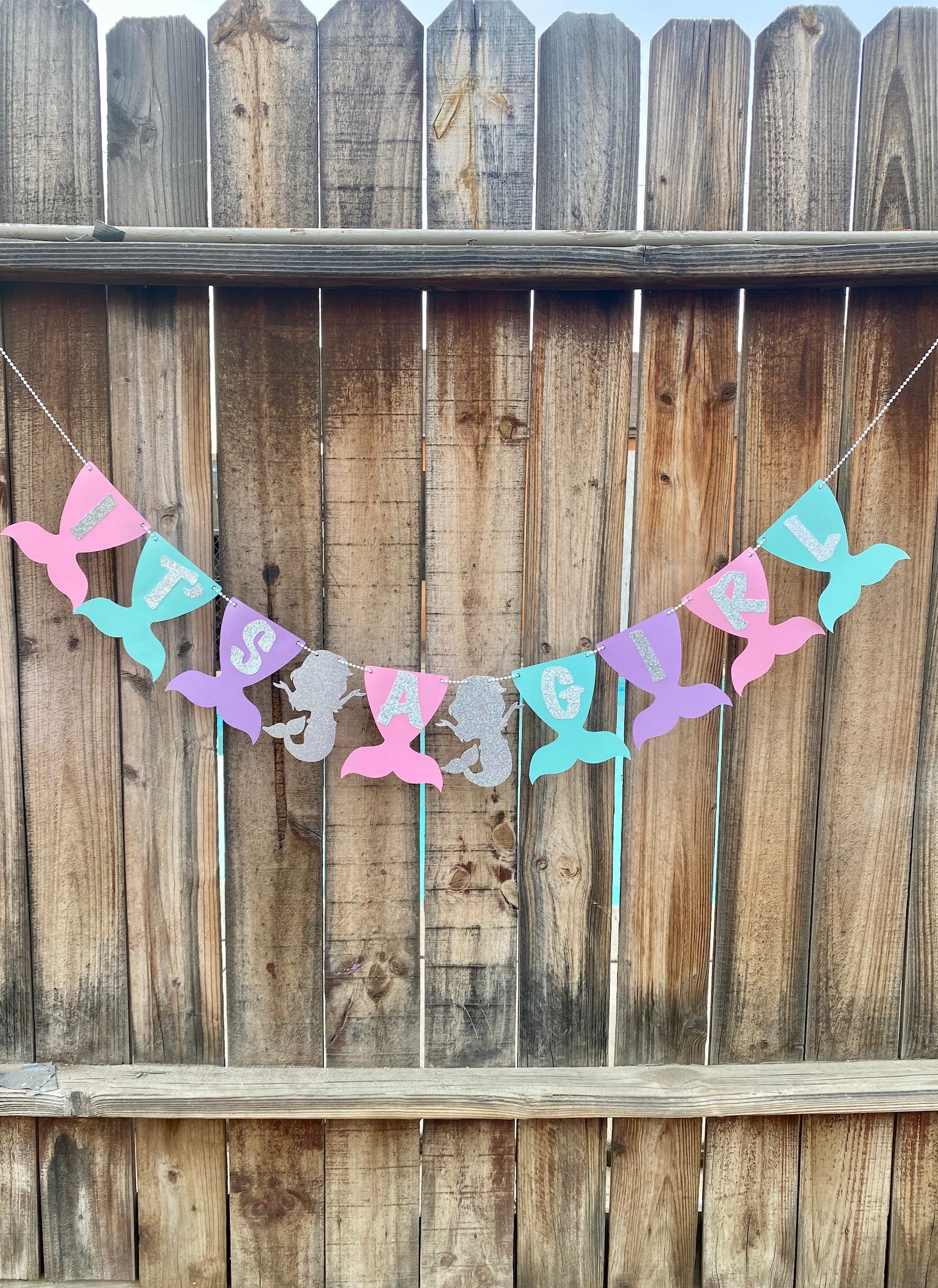 Its a girl mermaid banner mermaid baby shower mermaid baby | Etsy
