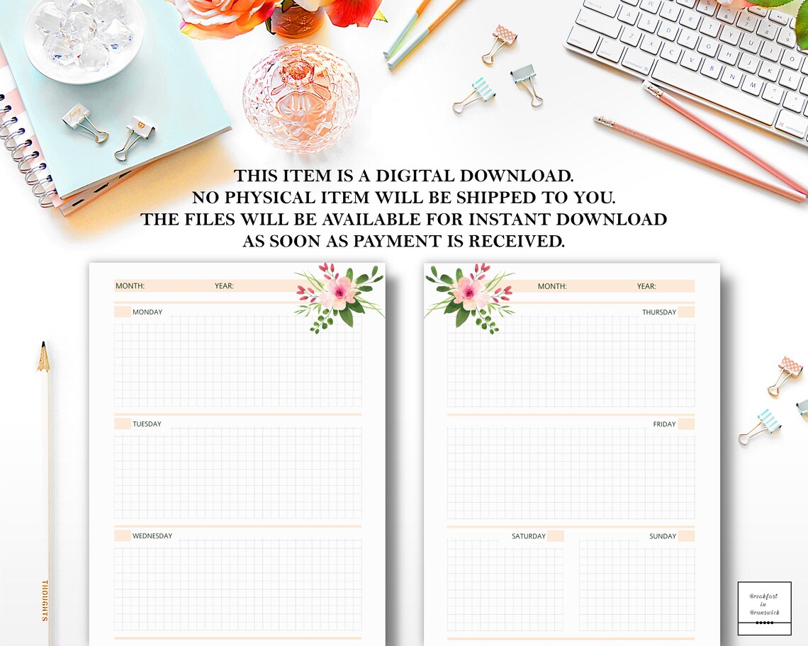 Classic Happy Planner Printable Weekly Insert Horizontal | Etsy