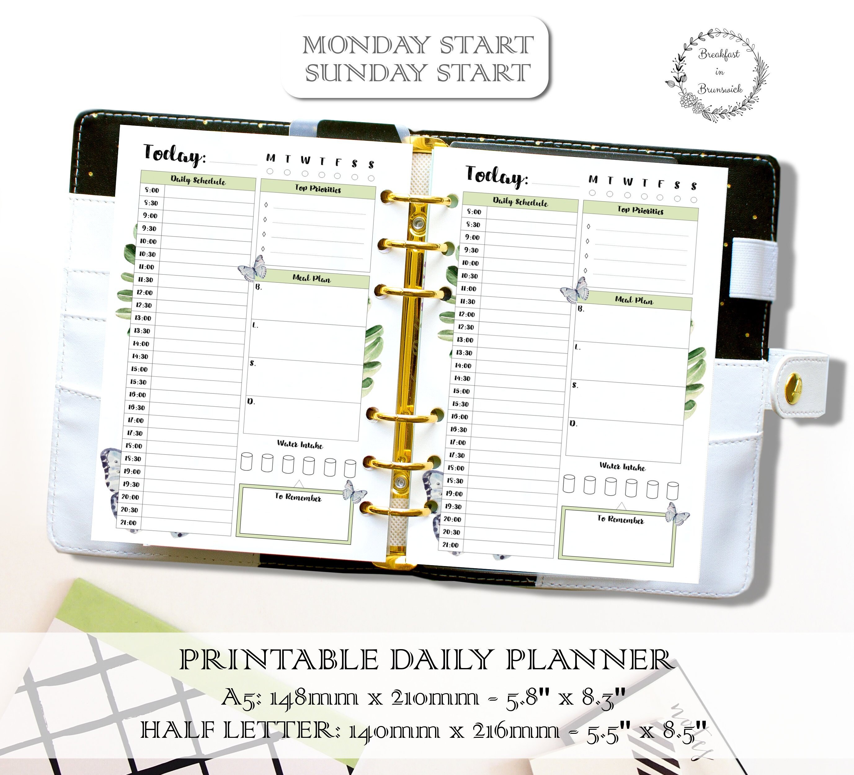 Daily Ring Planner A5 Filofax Refill Half Letter Binder | Etsy