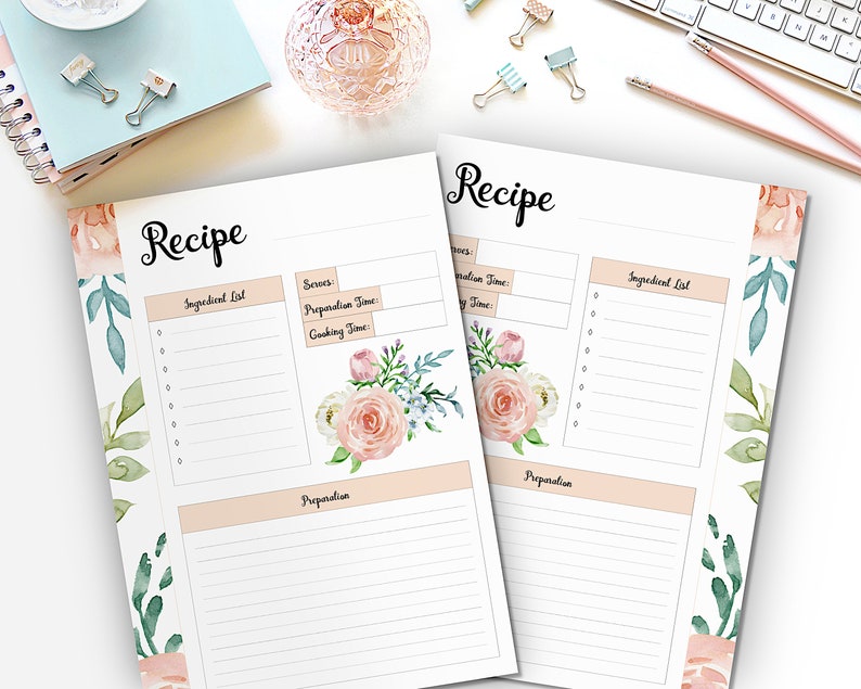 Printable Recipe A5 Recipe Planner Template Half Letter Etsy
