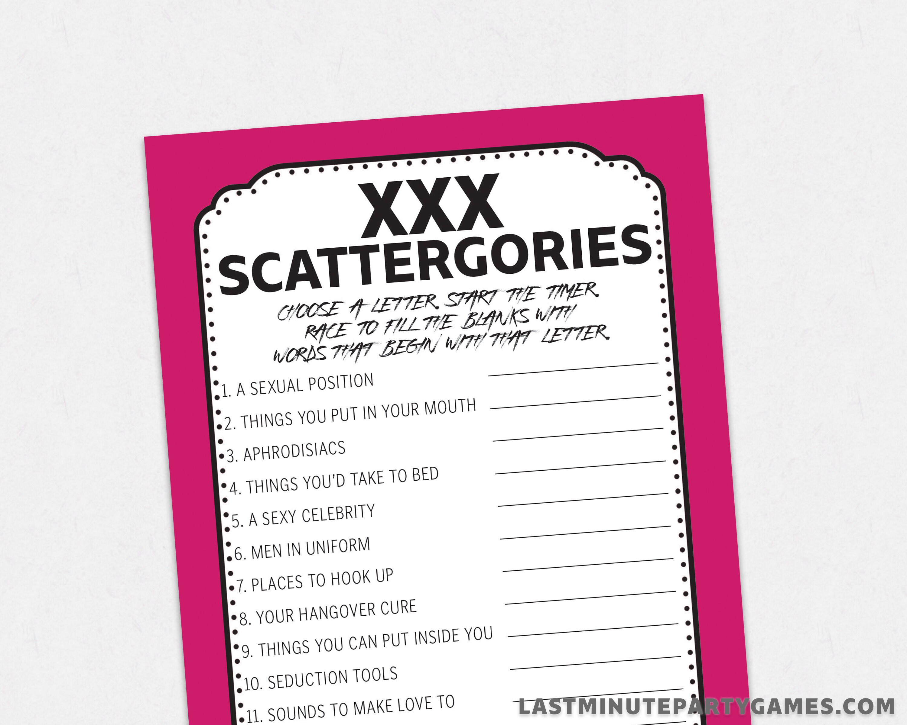 adult scattergories list o