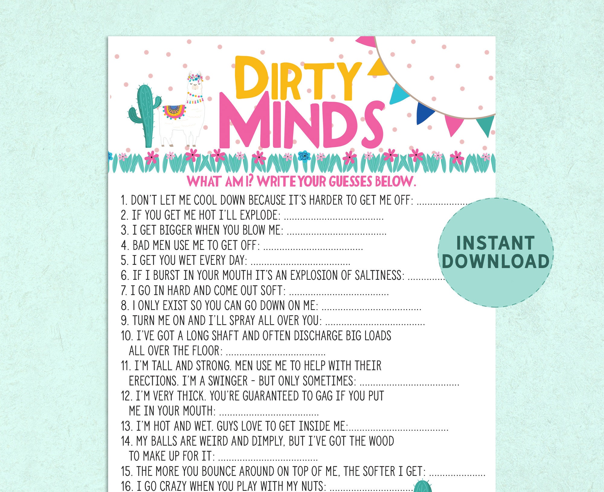 Funny Bachelorette Game DIRTY MINDS Girls Night Games | Etsy
