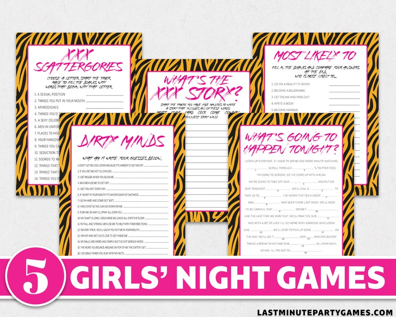 animal print girls night game bundle 5 naughty games for