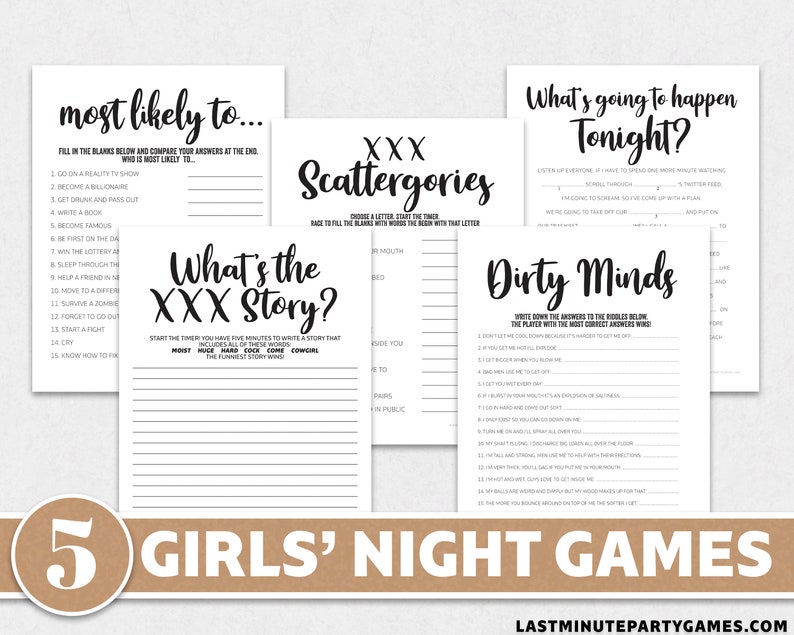 Girls Night Game Pack 5 Naughty Games for Girls' Nights | Etsy