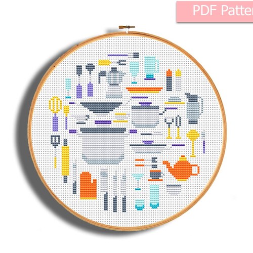 Kitchen Cross Stitch Pattern Kitchen Embroidery Pdf Modern Etsy