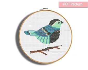 Modern cross stitch pattern, Birds cross stitch chart, Bird pattern pdf, Animals cross stitch, Easy xstitch, Beginner Counted cross stitch