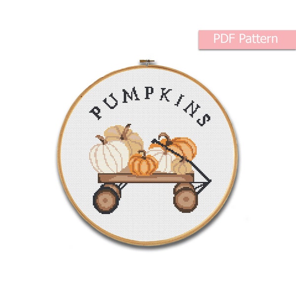 Pumpkins cross stitch pattern, Autumn modern cross stitch, Fall pattern pdf, Halloween cross stitch, Halloween DiY wall decor, fall wall art