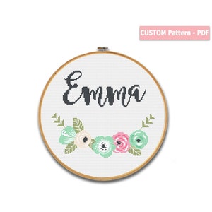 Custom cross stitch pattern, nursery cross stitch, nursery pattern pdf, modern cross stitch, monogram pattern pdf, name cross stitch, hoop