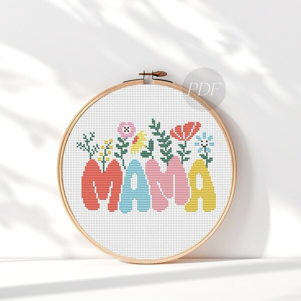 Mother's Day cross stitch pattern, Mama cross stitch PDF, Mom cross stitch sampler, Quote MAMA cross stitch, Mommy stitch chart, Flowers