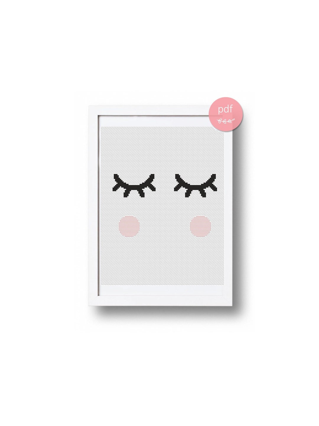 Sleepy Eyes Wall Decor Nursery Cross Stitch Pattern Nursery Etsy