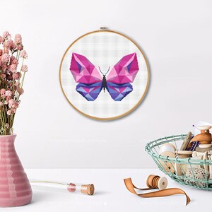 Geometric cross stitch pattern, modern cross stitch, butterfly pattern pdf, animal cross stitch, geometric pattern pdf, embroidery pattern image 6