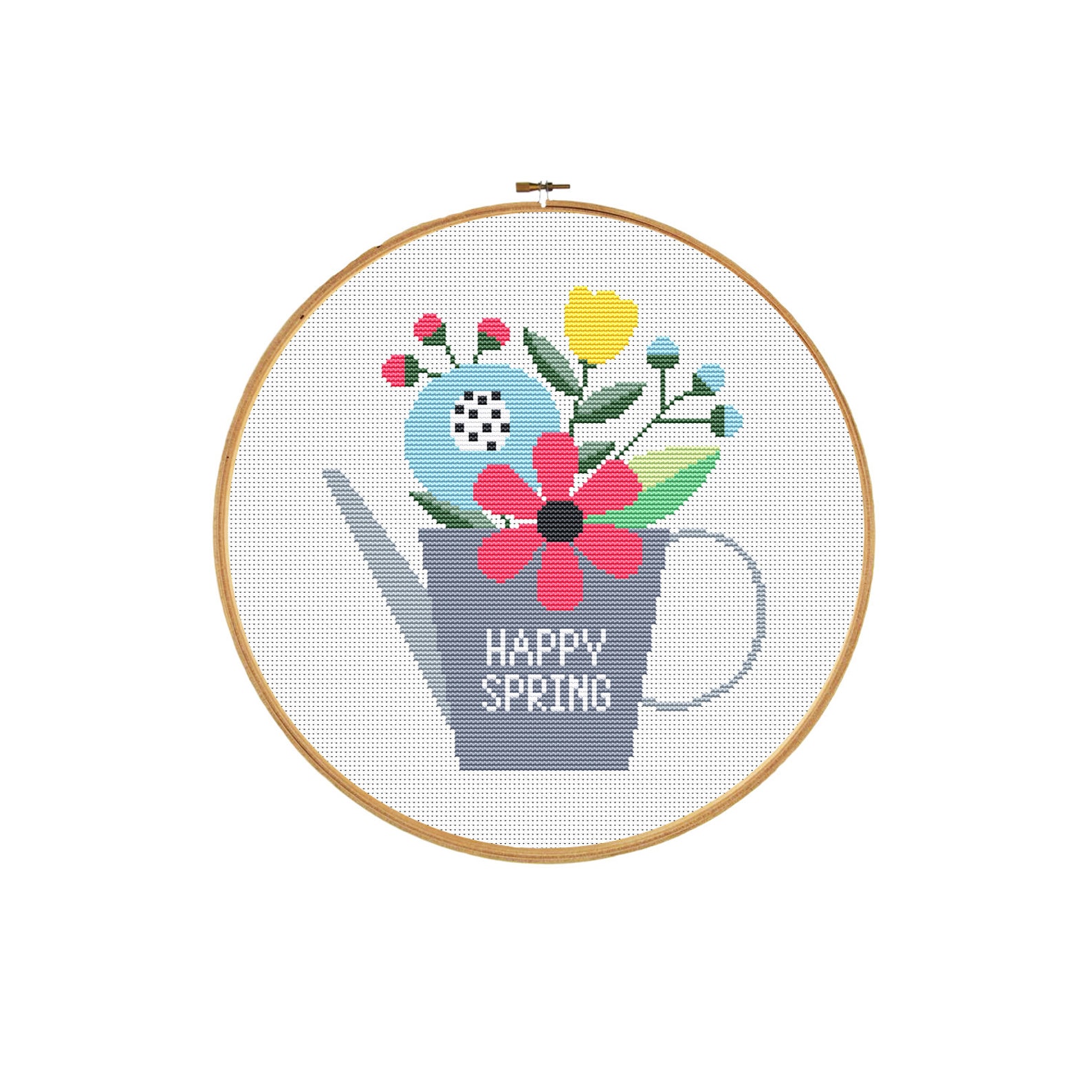 Happy Spring Cross Stitch Pattern Modern Cross Stitch Chart Etsy
