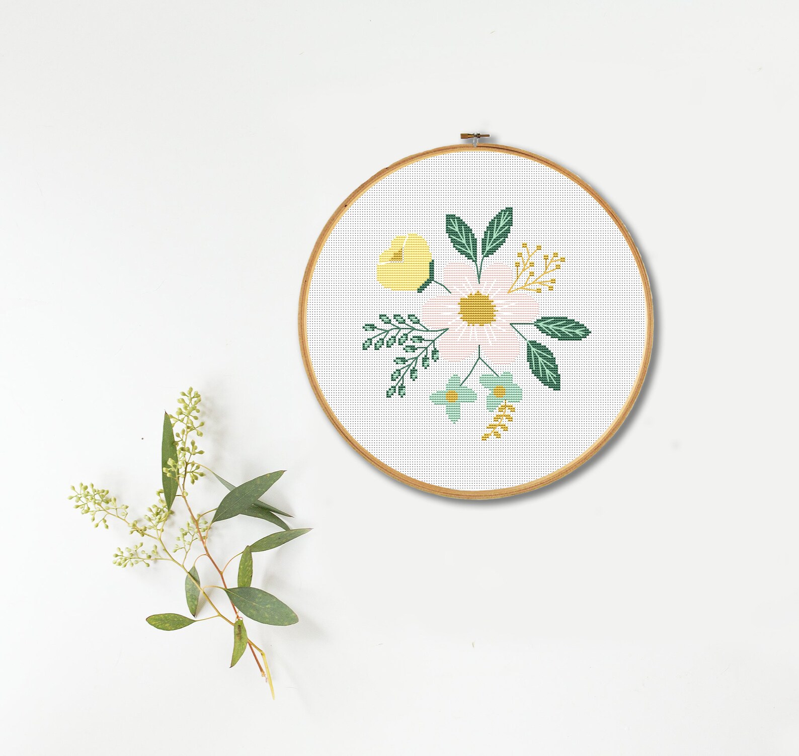 Floral Cross Stitch Pattern Modern Cross Stitch Flowers Pdf Etsy