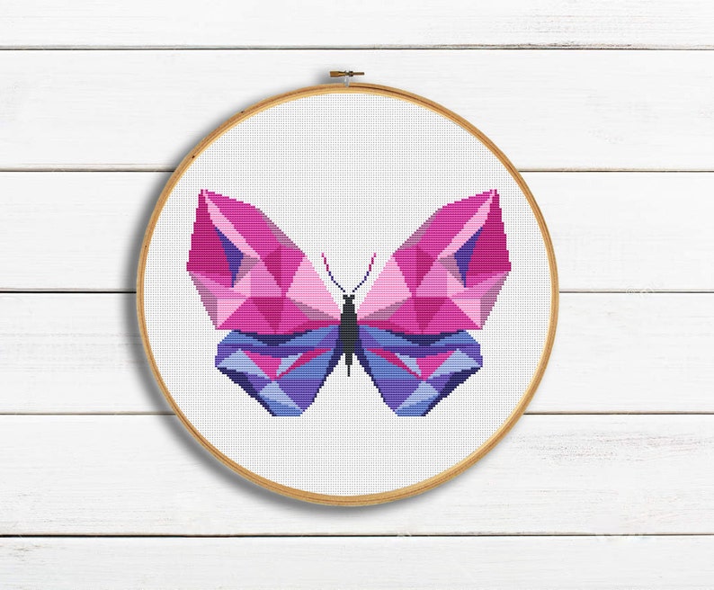 Geometric cross stitch pattern, modern cross stitch, butterfly pattern pdf, animal cross stitch, geometric pattern pdf, embroidery pattern image 5