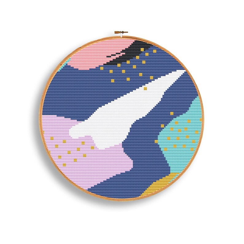 Set of 3 Abstract Cross Stitch Patterns Modern Cross Stitch Etsy