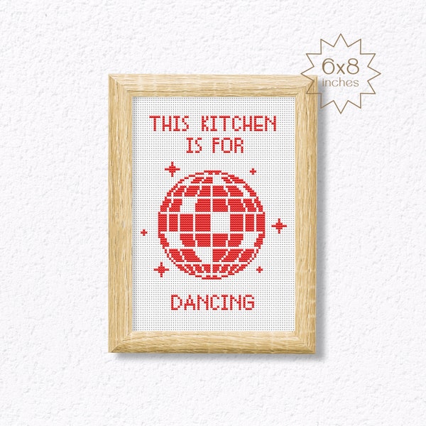 Kitchen cross stitch pattern, This kitchen is for dancing cross stitch pdf, trendy cross stitch chart, Modern quote cross stitch, Small