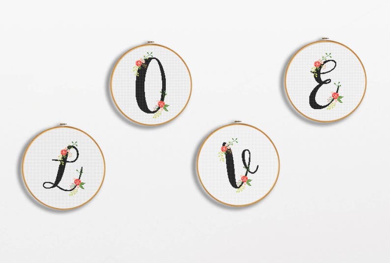 Initial embroidery hoop Custom gift Initial cross stitch Wall decor Personolised gift Custom Monogram Hand Embroidered hoop art