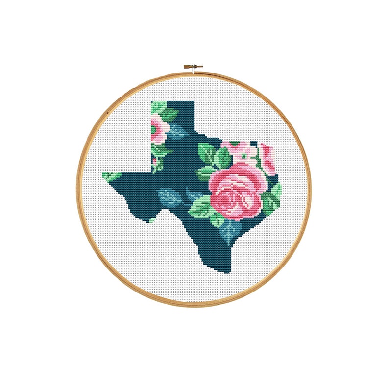 Texas State Cross Stitch Pattern Flower Cross Stitch Chart Etsy