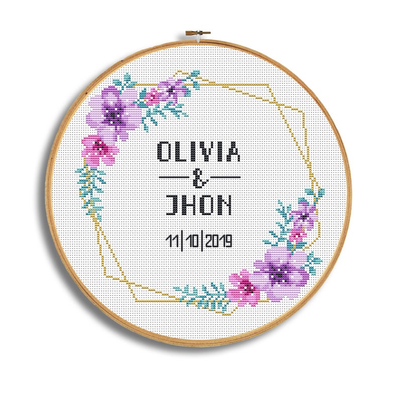 Wedding Cross Stitch Pattern Wedding Gift Modern Cross Etsy