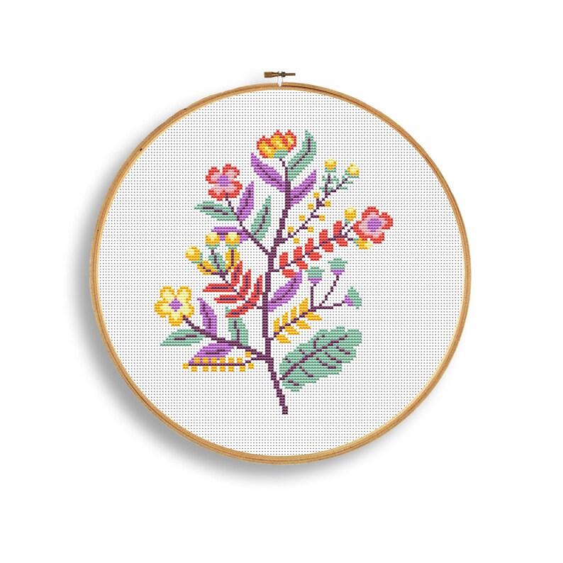 Embroidery patterns Pdf Floral cross stitch pattern Set of 3 flowers pattern Counted cross stitch Modern wall decor Flowers hoop art