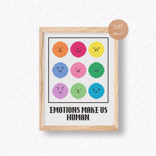 Emotions cross stitch pattern, Quote cross stitch, Motivational cross stitch pdf, Feelings cross stitch, Mental Health cross stitch, Text