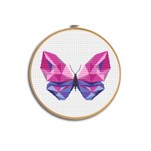 Geometric cross stitch pattern, modern cross stitch, butterfly pattern pdf, animal cross stitch, geometric pattern pdf, embroidery pattern image 3