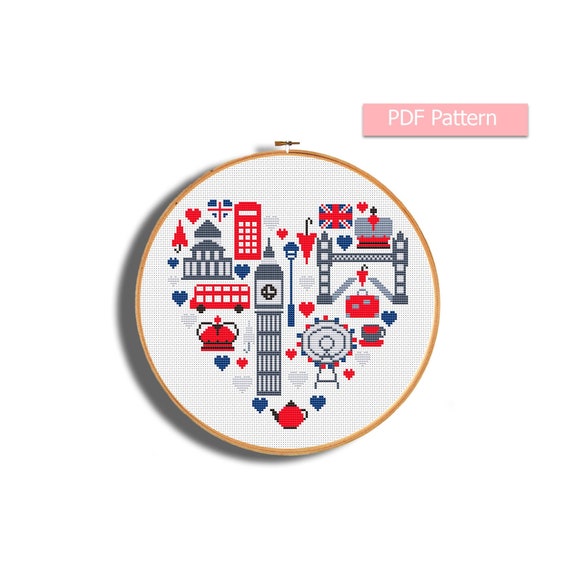London Cross Stitch Pattern England Cross Stitch Chart Great Etsy