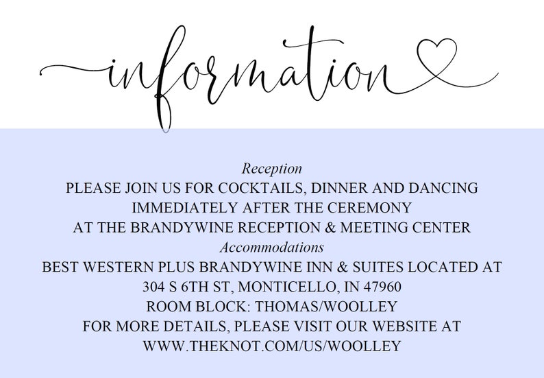 Heather Wedding Info Card Rustic Wedding Details Template Instant Download Information Card Wedding Details Card Template