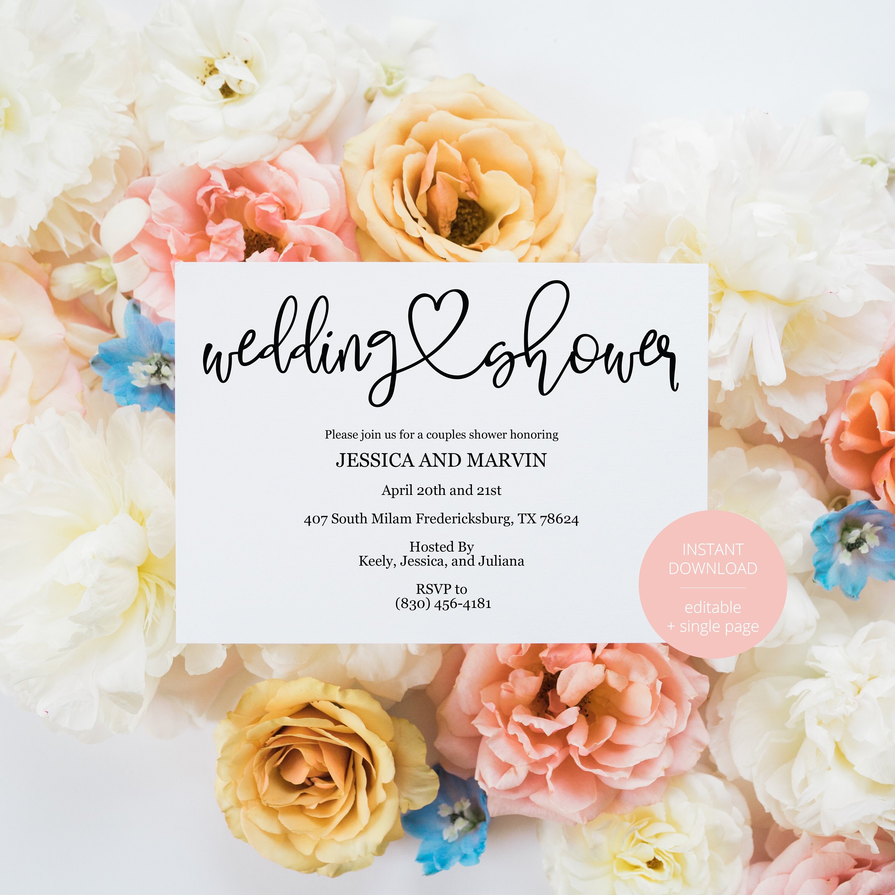 Rustic Wedding Shower Invitation Template Instant Download | Etsy UK