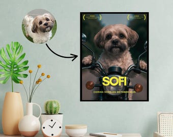Custom Pet Movie Poster – Funny Personalized Pet Art Gift | Pet Portrait for Dog or Cat Lovers | Unique Wall Art Decoration