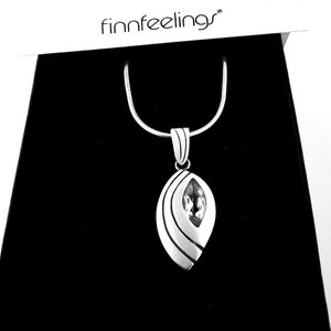 Handmade Drop Necklace in silver and rock crystal stone in original box from Finnfeelings, Turku Finland.
