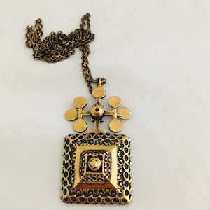 Necklace with pendant by the artist Pentti Sarpaneva in bronze &quot;LEAF&quot; for Turun Koru  Finland.