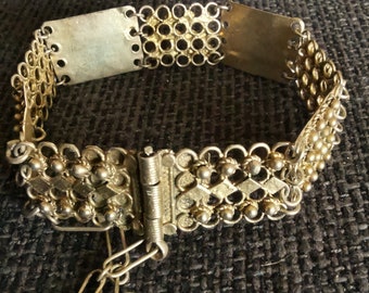 Gold plated Sterling 950 Silver bracelet Filigree 1940's from Israel.