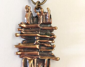 Wunderschöne Halskette der Künstlerin Pentti Sarpaneva in Bronze Turun Koru Anhänger Finland1960'er Jahre.