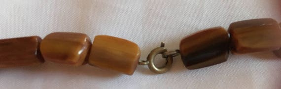 Old Huge Bakelite necklace in large brown flamed … - image 10