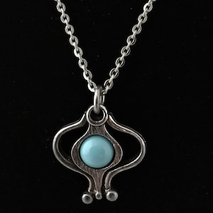 Vintage Pewter pendant with blue glass stone design Juhani Vuorisalmi from  Finland Scandinavian.