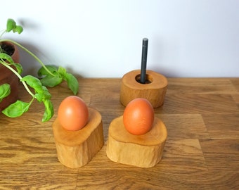 Wooden egg cups, 3 branch egg cups, egg cup tower