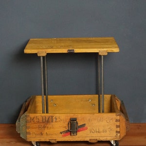 Upcycled side table, coffee table made from old wooden box with metal fittings image 8