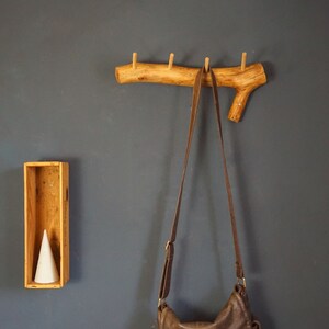 Coat rack wooden branch towel rack image 1