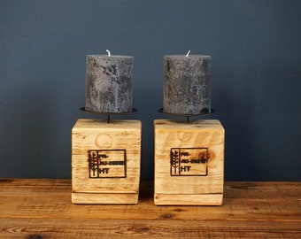 Candlestick pallet a candle holder reclaimed wood