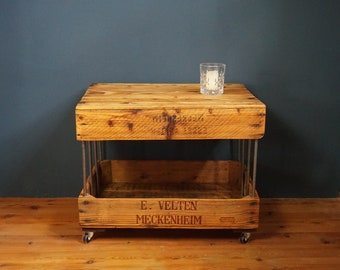 Wooden coffee table, side table made from old wooden boxes
