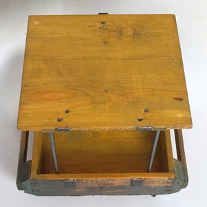 Upcycled side table, coffee table made from old wooden box with metal fittings image 4