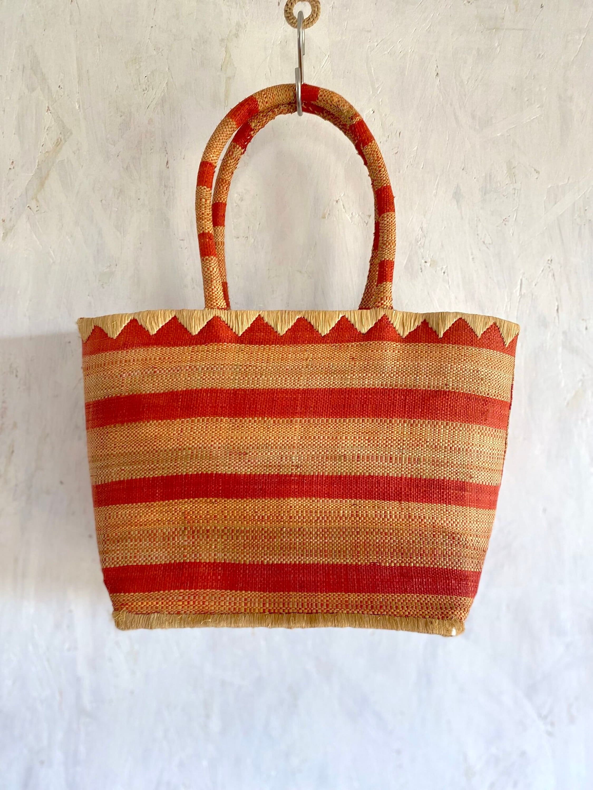 Red straw handbag sale
