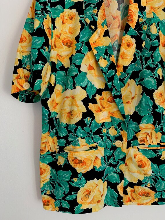 Vintage Floral Short Sleeve Jacket / 80's Handmad… - image 2