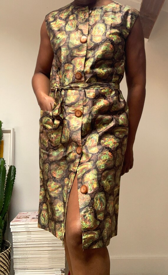Vintage Button Down Tea Dress with Pocket