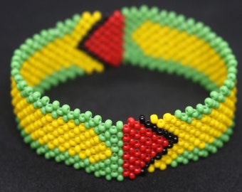 Guyana flag beaded bracelet, Guyanese beaded bracelet