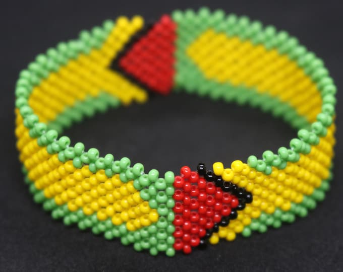 Guyana flag beaded bracelet, Guyanese beaded bracelet