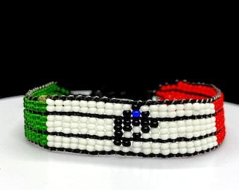 Mexico flag adjustable beaded bracelet