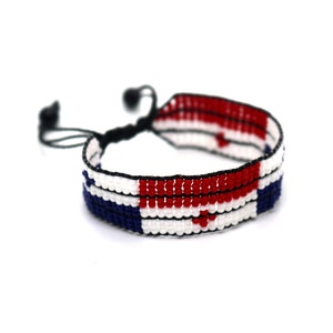 Panama flag adjustable beaded bracelet, Panama bracelet, Panama flag bracelet