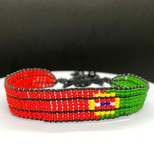 Portuguese flag adjustable beaded bracelet, Portugal bracelet